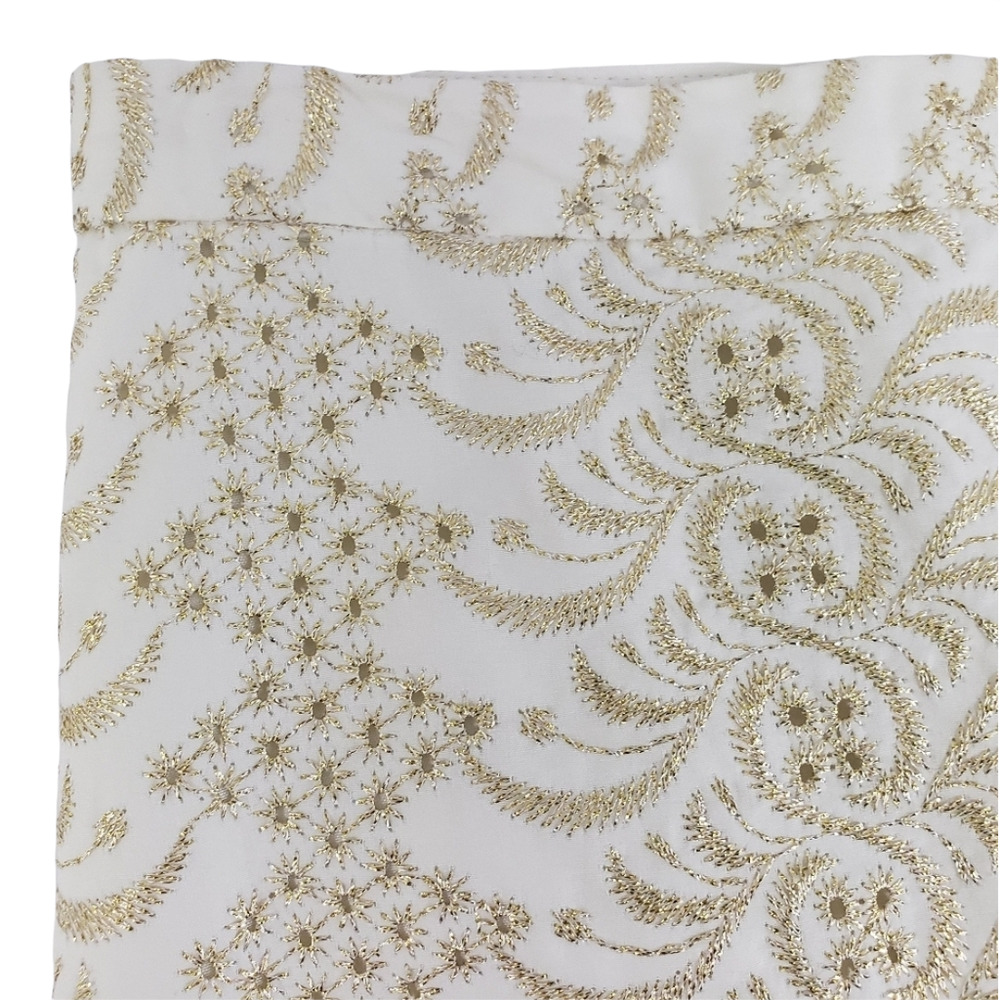Banana Republic Pencil Skirt Size 6 Embroidered Gold Metallic Accent Ivory - Picture 5 of 8